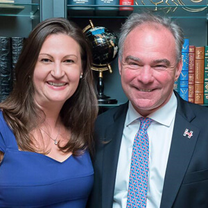 Nicole Leffer with Senator Tim Kaine during the 2016 election - Nicole was on Hillary Clinton's National Finance Committee