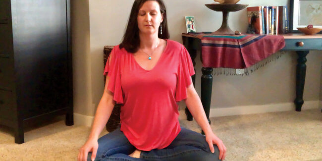 Image of Nicole Leffer in meditation showing that anyone can meditate, you can't do it wrong!